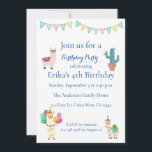 Invitación a la fiesta de cumpleaños de Kids Llama<br><div class="desc">Invitación a la fiesta de cumpleaños de Kids Llama Cactus Invitación a una fiesta de cumpleaños infantil divertida que presenta una llama y un cactus sobre un simple fondo blanco. Todo el texto es editable para que pueda cambiar el tipo de letra, el color, la ubicación y la redacción para...</div>