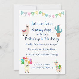 Invitación a la fiesta de cumpleaños de Kids Llama