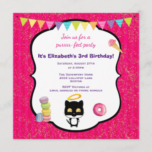 Invitación a la fiesta de cumpleaños de Kitty Cat