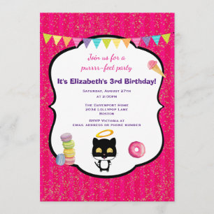 Invitación a la fiesta de cumpleaños de Kitty Cat