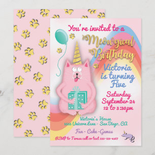 Invitación a la fiesta de cumpleaños de Kitty cat 