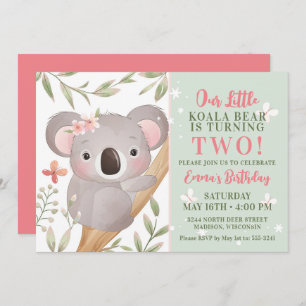 Invitación a la fiesta de cumpleaños de Koala chic