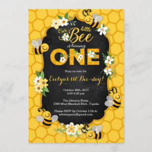 Invitación a la Fiesta de Cumpleaños de la Abeja -