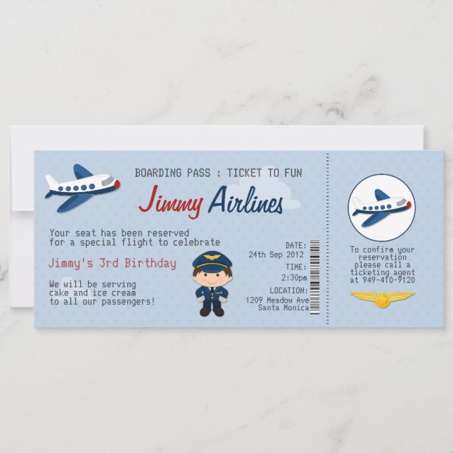 Invitación a la fiesta de cumpleaños de la aerolín (Anverso)