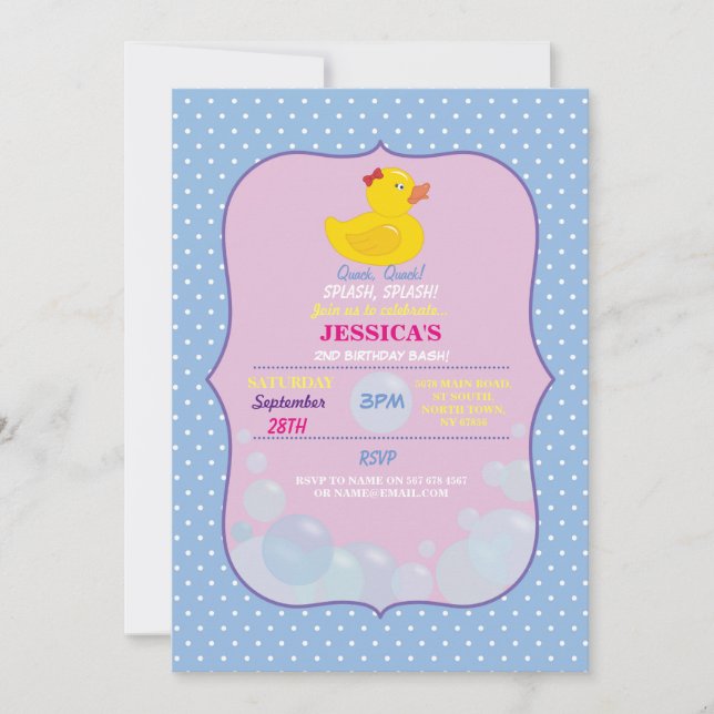 Invitación a la fiesta de cumpleaños de la burbuja (Anverso)