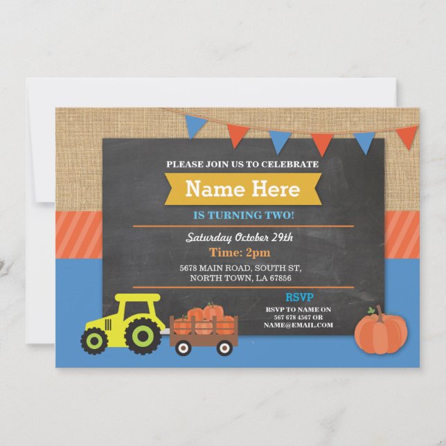 Invitación a la fiesta de cumpleaños de la calabaz (Anverso)