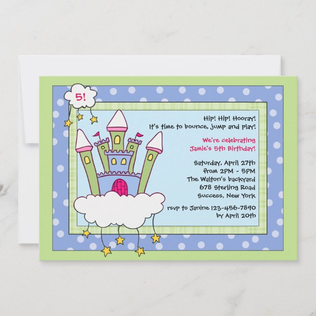 Invitación a la fiesta de cumpleaños de la casa de (Anverso)