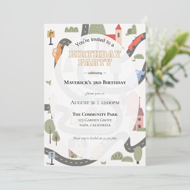 Invitación a la fiesta de cumpleaños de la ciudad (Anverso de pie)
