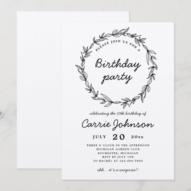 Invitación a la fiesta de cumpleaños de la corona  (Anverso / Reverso)
