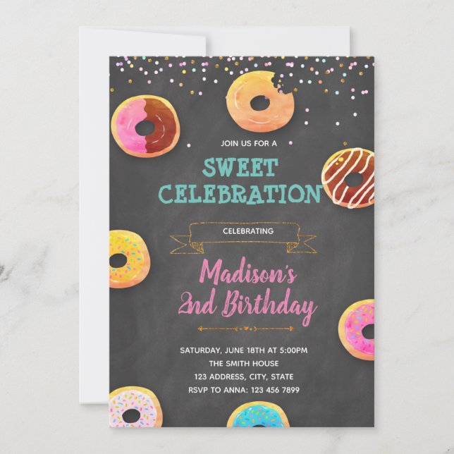 Invitación a la fiesta de cumpleaños de la ducha d (Anverso)