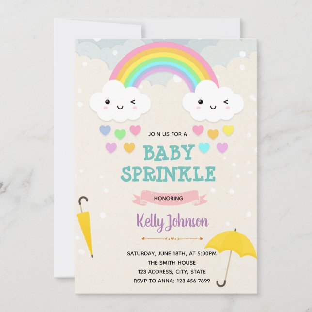 Invitación a la fiesta de cumpleaños de la ducha d (Anverso)