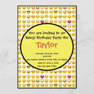 Invitación a la fiesta de cumpleaños de la Emoji