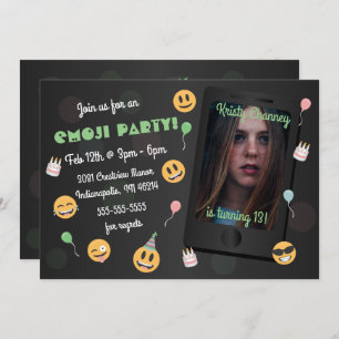Invitación a la fiesta de cumpleaños de la Emoji f