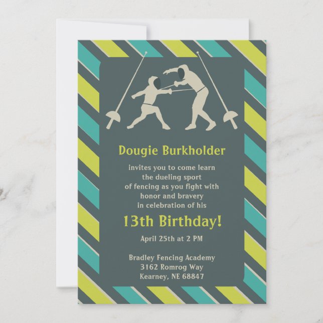 Invitación a la fiesta de cumpleaños de la esgrima (Anverso)