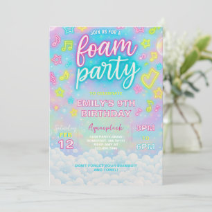 Invitación a la fiesta de cumpleaños de la espuma 