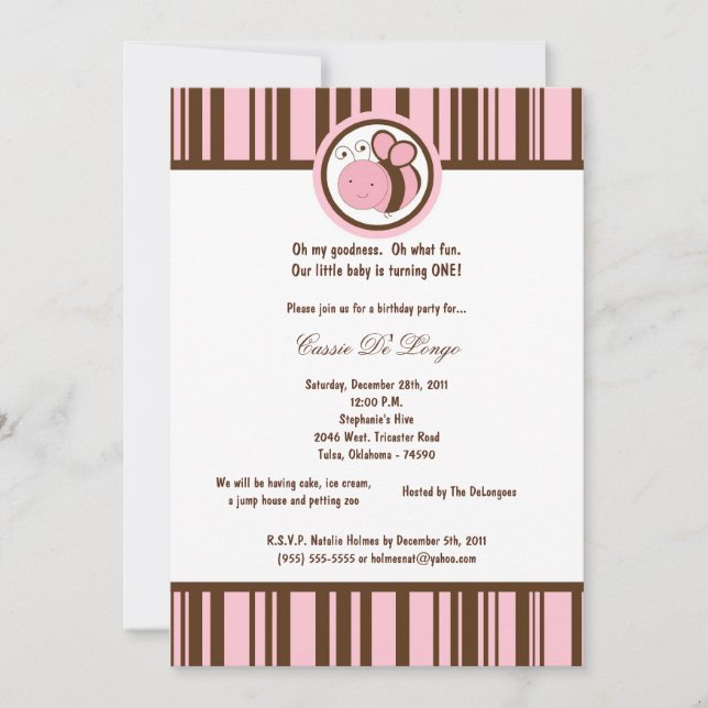 Invitación a la fiesta de cumpleaños de la fiesta  (Anverso)