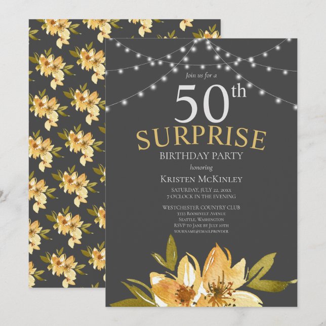 Invitación a la fiesta de cumpleaños de la flor am (Anverso / Reverso)