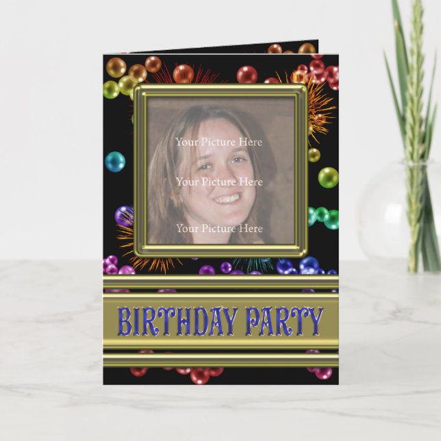 Invitación a la fiesta de cumpleaños de la foto (Anverso)