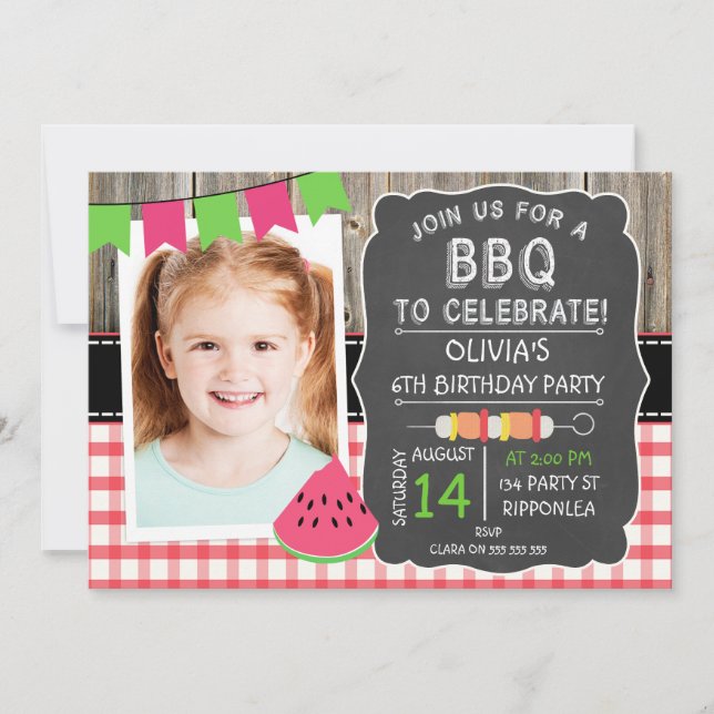 Invitación a la fiesta de cumpleaños de la foto de (Anverso)