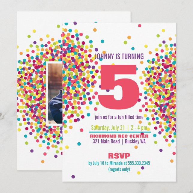 Invitación a la fiesta de cumpleaños de la foto de (Anverso / Reverso)