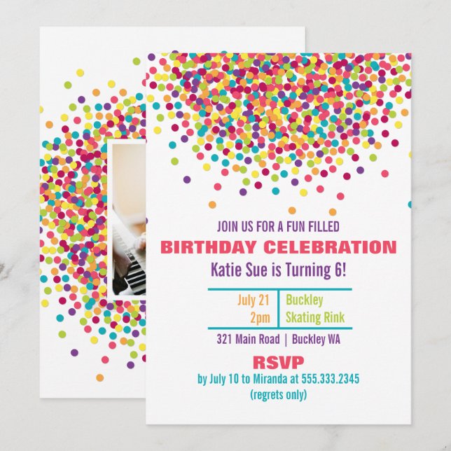 Invitación a la fiesta de cumpleaños de la foto de (Anverso / Reverso)