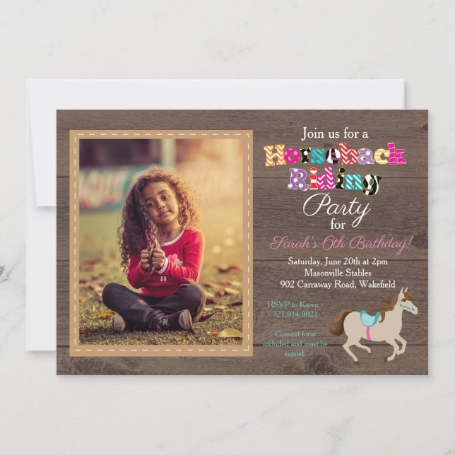 Invitación a la fiesta de cumpleaños de la foto de (Anverso)