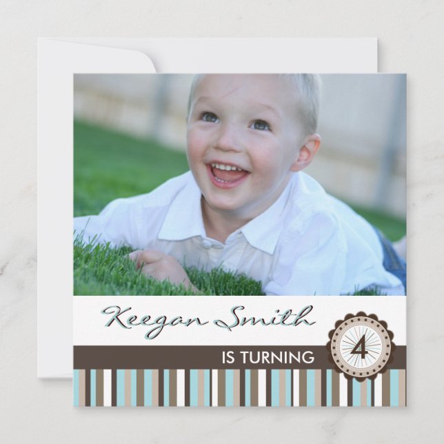 Invitación a la fiesta de cumpleaños de la foto di (Anverso)