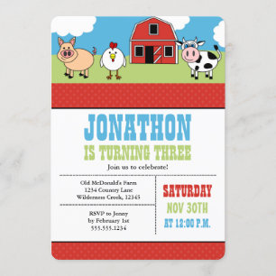 Invitación a la fiesta de cumpleaños de la granja