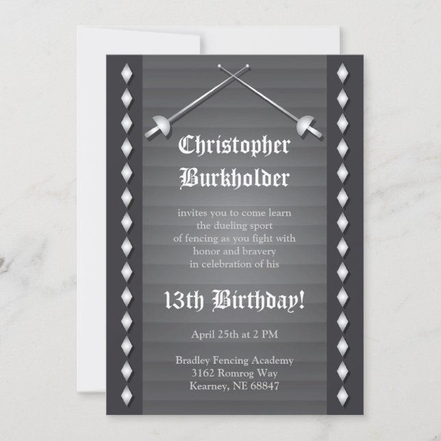 Invitación a la fiesta de cumpleaños de la grises (Anverso)