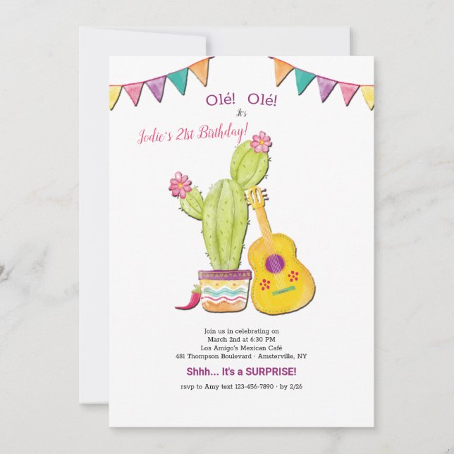 Invitación a la fiesta de cumpleaños de la guitarr (Anverso)