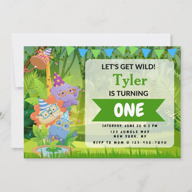 Invitación a la fiesta de cumpleaños de la jungla (Anverso)