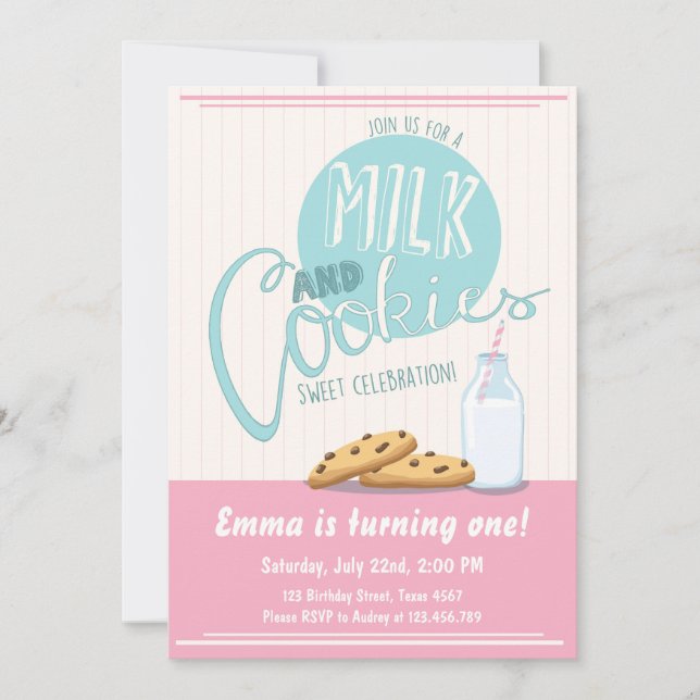 Invitación a la fiesta de cumpleaños de la leche y (Anverso)
