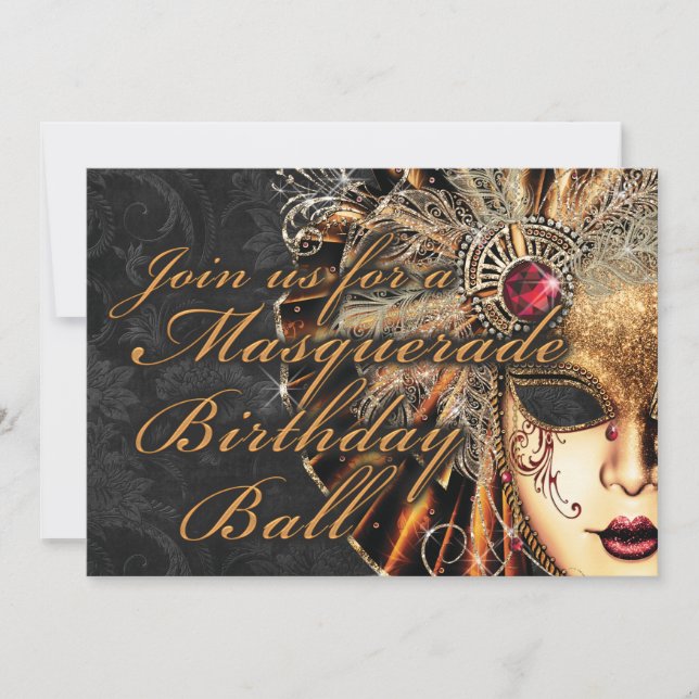 Invitación a la fiesta de cumpleaños de la mascara (Anverso)