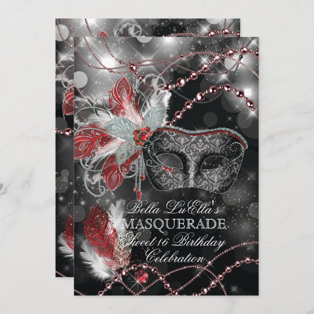 Invitación a la fiesta de cumpleaños de la mascara (Anverso / Reverso)