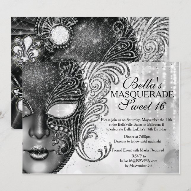 Invitación a la fiesta de cumpleaños de la mascara (Anverso / Reverso)