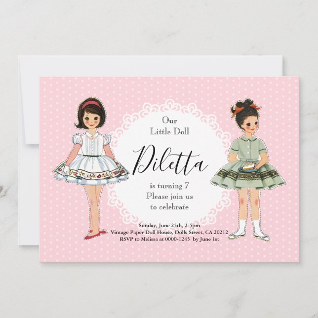 Invitación a la fiesta de cumpleaños de la muñeca  (Anverso)