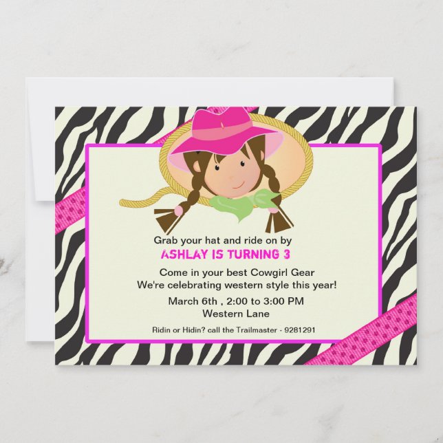 Invitación a la fiesta de cumpleaños de la niña ro (Anverso)