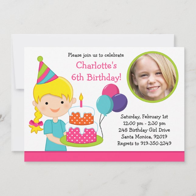 Invitación a la fiesta de cumpleaños de la niñita (Anverso)