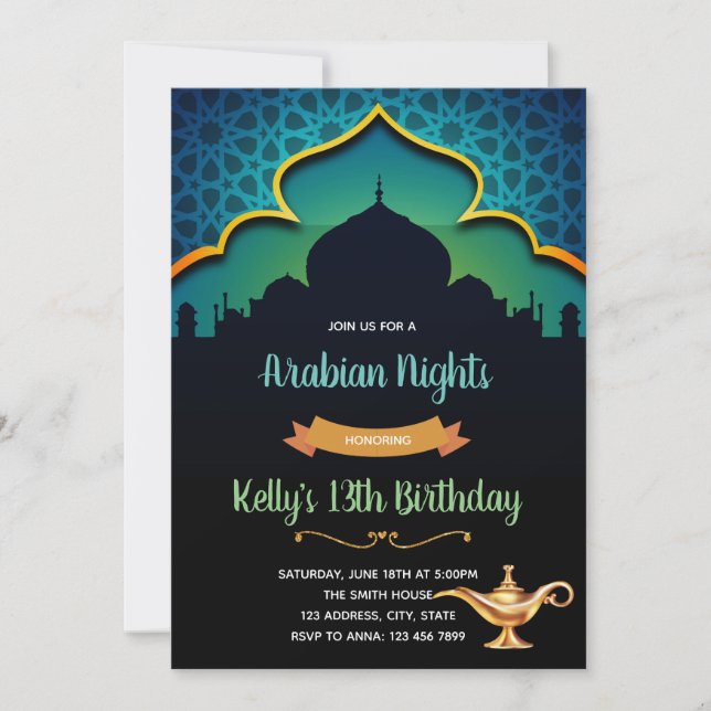 Invitación a la fiesta de cumpleaños de la noche á (Anverso)