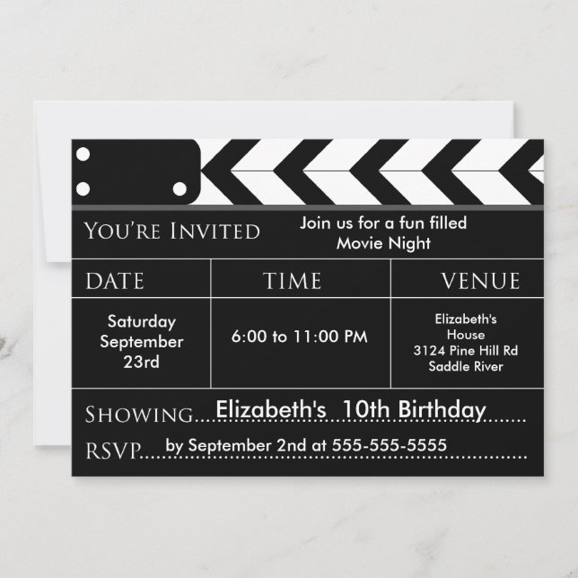 Invitación a la fiesta de cumpleaños de la noche d (Anverso)