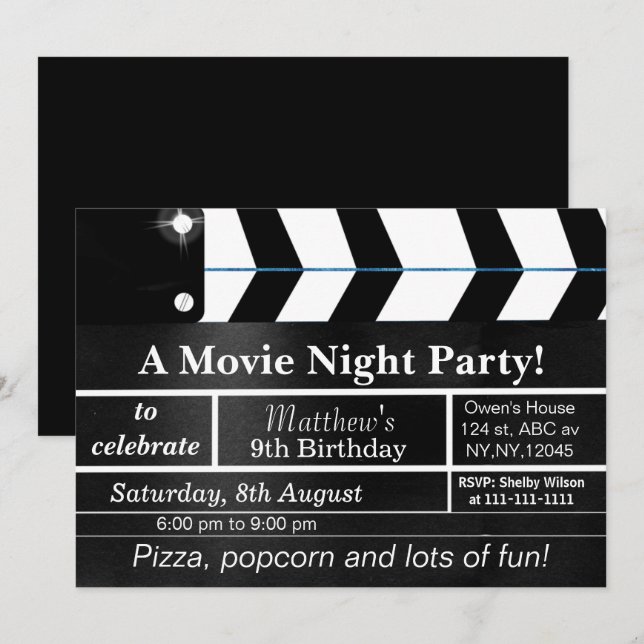 Invitación a la fiesta de cumpleaños de la noche d (Anverso / Reverso)