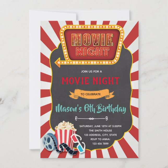 Invitación a la fiesta de cumpleaños de la noche d (Anverso)