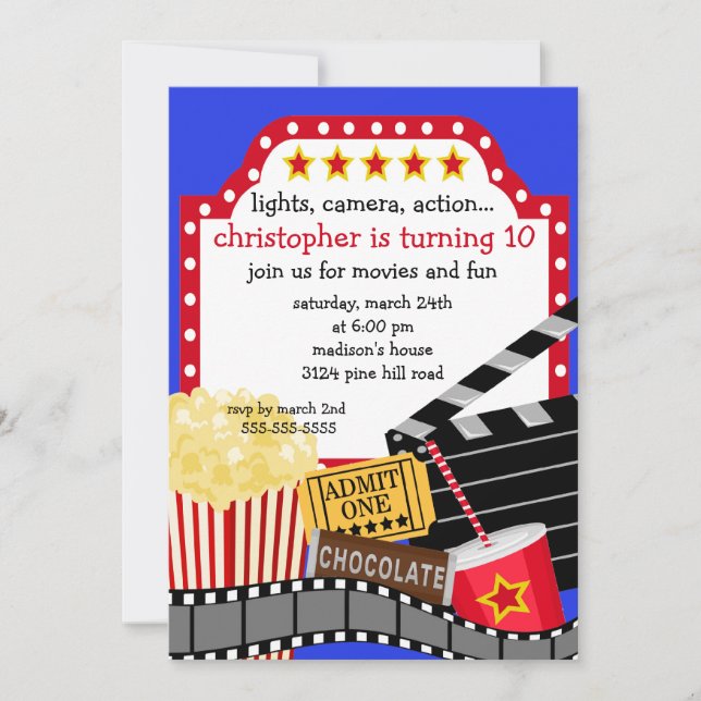Invitación a la fiesta de cumpleaños de la películ (Anverso)