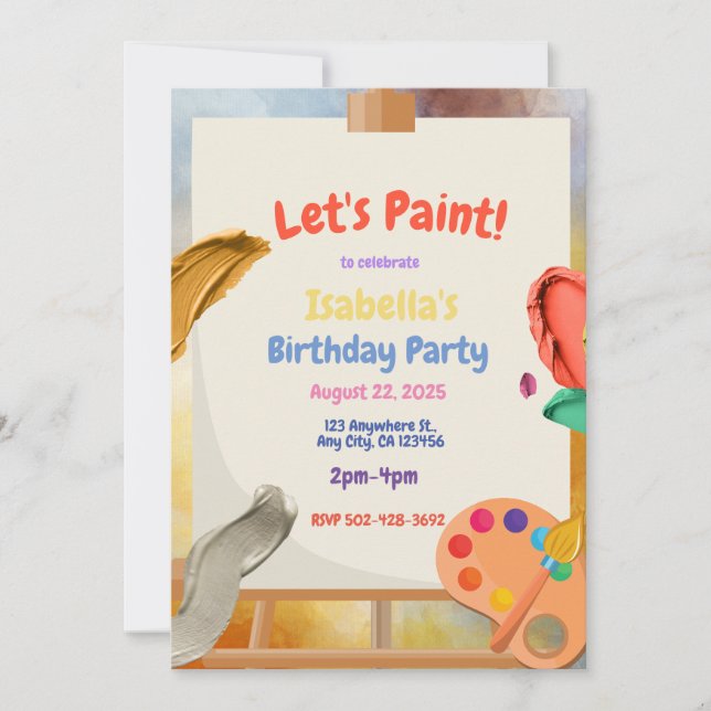 Invitación a la fiesta de cumpleaños de la pintura (Anverso)