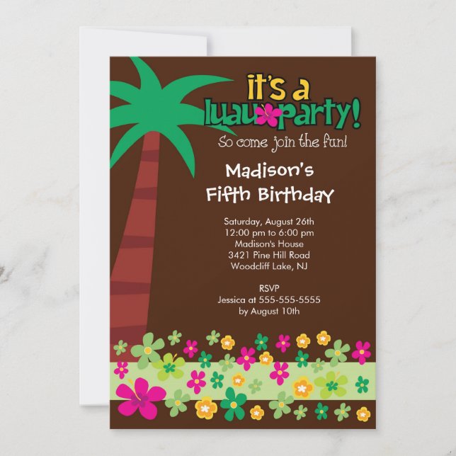 Invitación a la fiesta de cumpleaños de la piscina (Anverso)