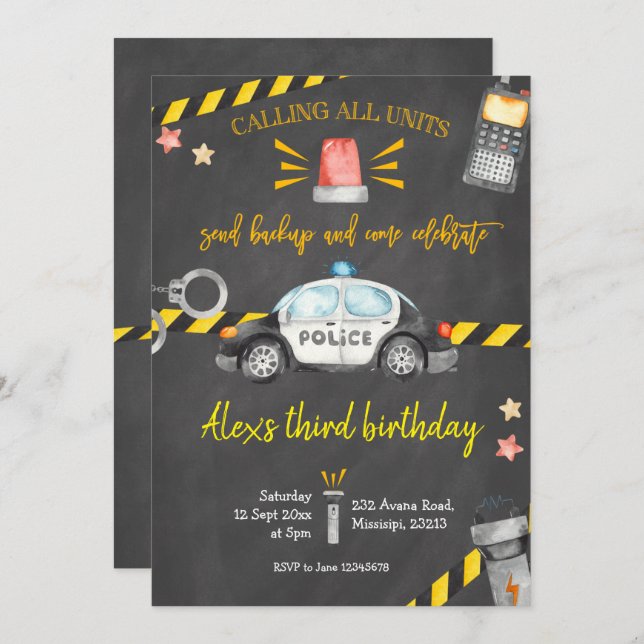 Invitación a la fiesta de cumpleaños de la policía (Anverso / Reverso)