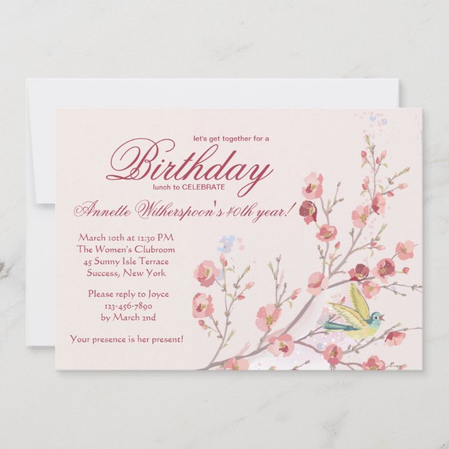 Invitación a la fiesta de cumpleaños de la primave (Anverso)