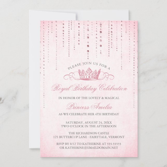 Invitación a la fiesta de cumpleaños de la Princes (Anverso)