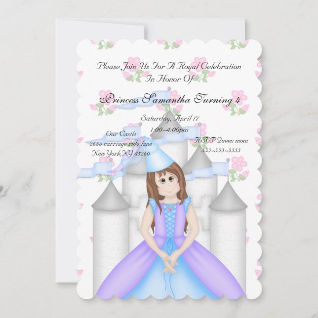 Invitación a la fiesta de cumpleaños de la Princes (Anverso)