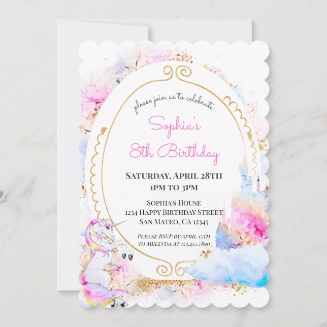 Invitación a la fiesta de cumpleaños de la Princes (Anverso)